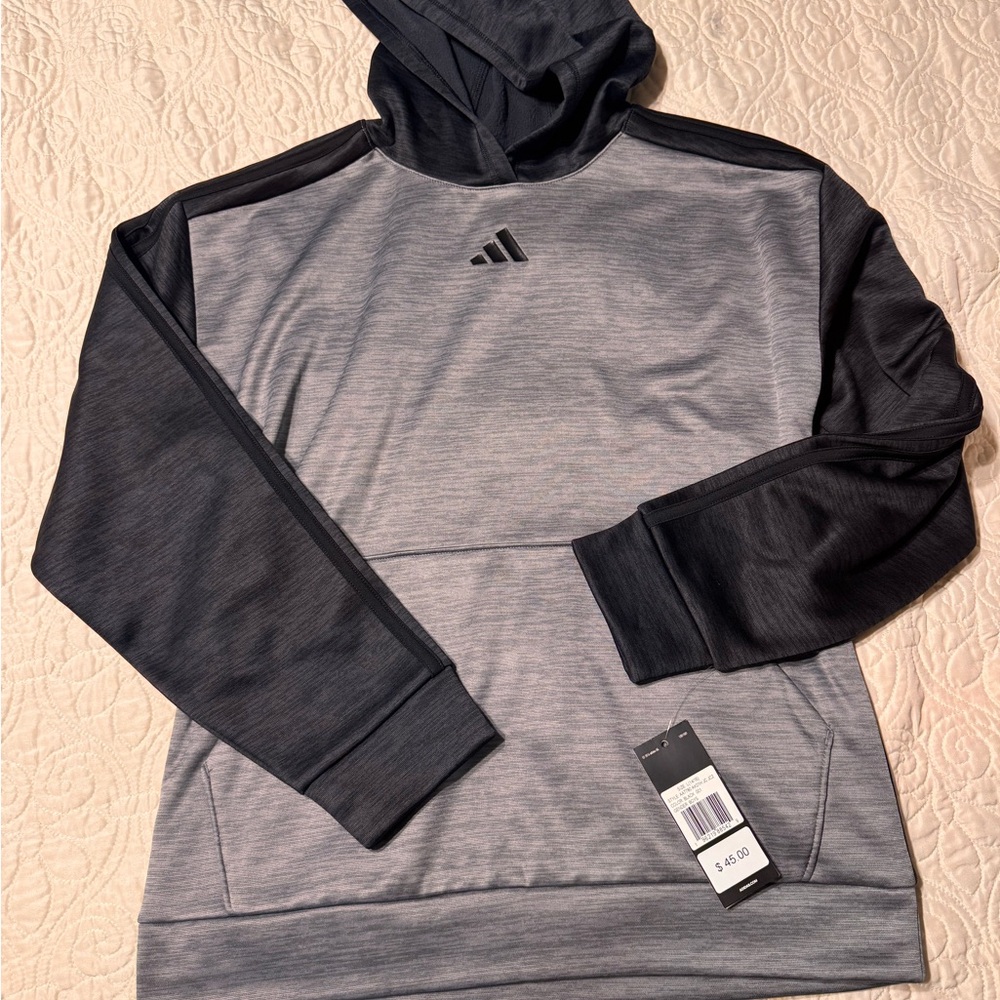 NWT Adidas Boys' Black & Gray Hoodie